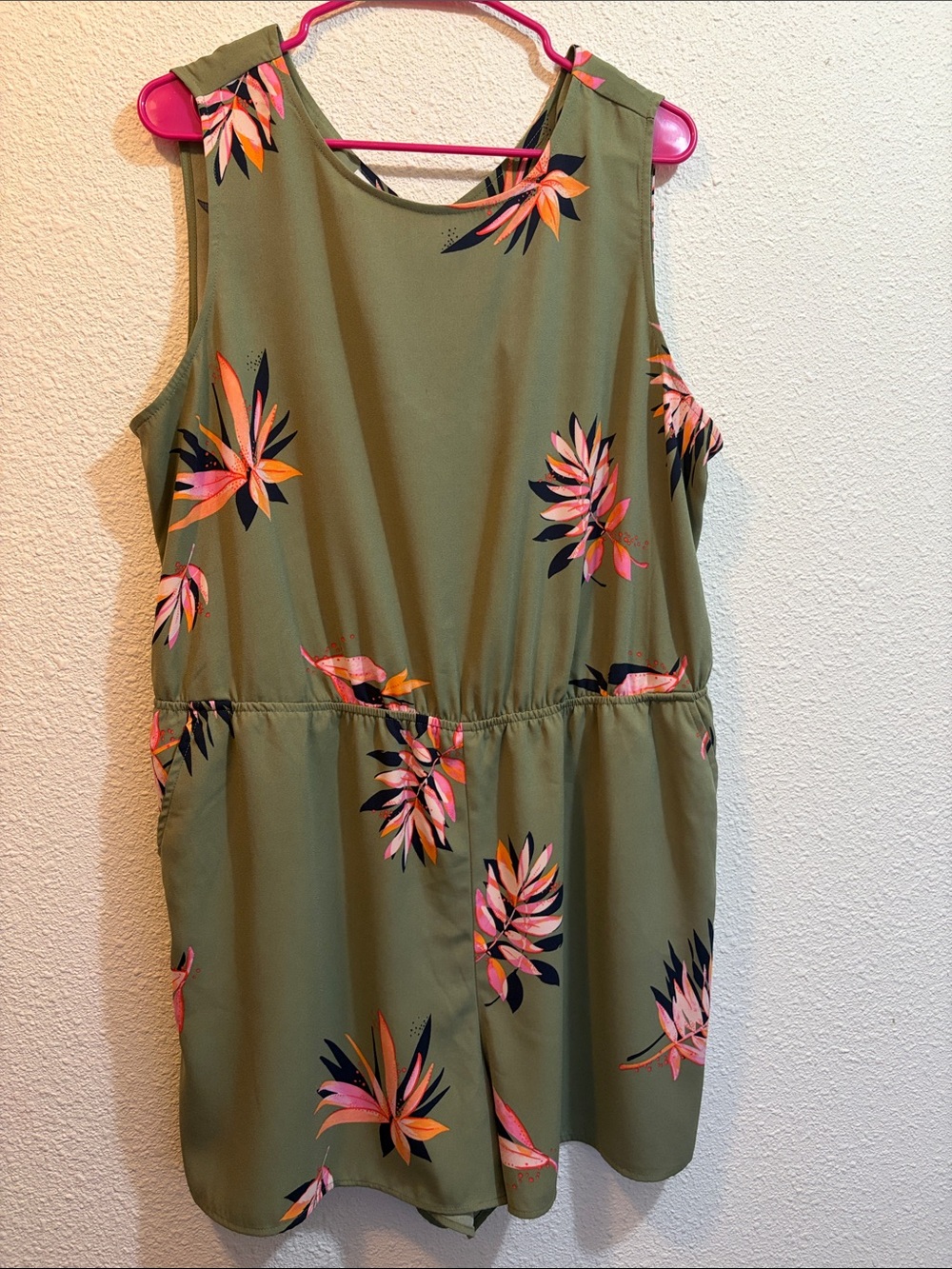 Olive Floral Women’s Shorts Romper